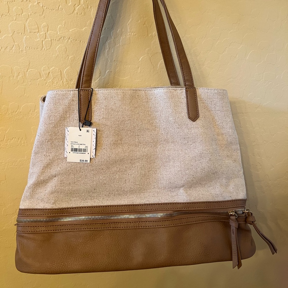 Never used. Organized shoulder bag great for everyday or an overnight stay